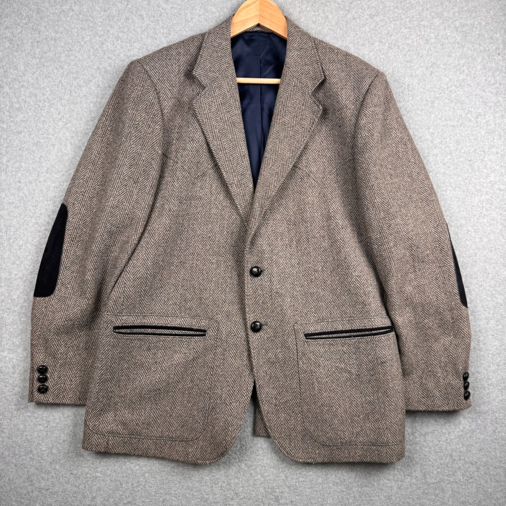 Kenny Rogers Circle S Blazer Mens 42R Brown Herringbone Western Elbow Patch USA